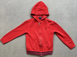 Polo Ralph Lauren Boy’s Red Knit Full Zip Hoodie Sweater Size 7 - Picture 1 of 11