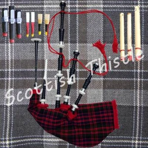 SCOTTISH BAGPIPE BLACK COLOR HALF SET WITH TUTOR BOOK/DUDELSACK/GAITA/Cornemuse - Picture 1 of 3