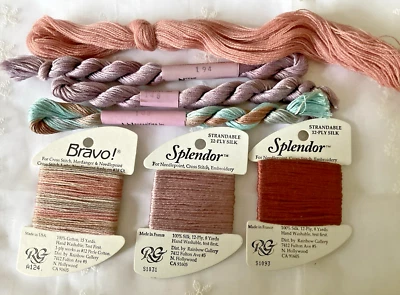 Needlepoint Threads Lot of 7 Asstd Colors  Overdyed Floss Rainbow Gallery Medici - Image 1 of 4