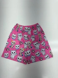 Pink Cat Graphic Print Elastic Waist Sleep Shorts Girls Size 9 - Picture 1 of 4