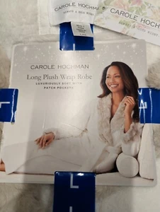 Carole Hochman Ladies Plush Wrap Robe Pockets Belt White Ivory Large - Picture 1 of 3