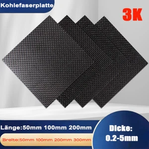 Carbon Platte 0,2mm 0,5mm 1mm Bis 5mm CFK Kohlefaser / Hochglanz / Größe wählbar - Bild 1 von 11