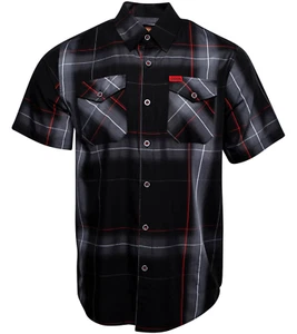 NWT Dixxon Flannel Ember Red & Black Plaid Bamboo Short Sleeve Shirt - Picture 1 of 7