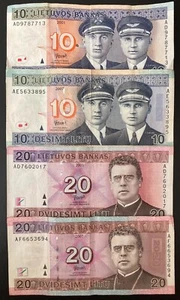 4 Pieces 2001 - 2007 LITHUANIA BANKNOTES Lots 10 - 20 Litu ** VF ** - Picture 1 of 1