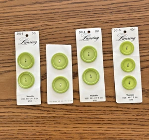 Vintage Lot Of Sewing Buttons On Cards Lansing Green #3014 & #3013 - Picture 1 of 1