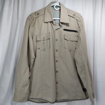 SOVEREIGN CODE Long Sleeve Button Down Shirt Tan Khaki Mens Size XL - Image 1 of 4