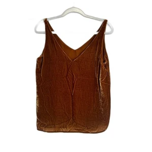 Blusa para mujer LOFT marrón/miel terciopelo cuello en V sin mangas talla S - Imagen 1 de 8