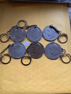 Junk Drawer Lot 6 Eisenhower Silver Dollars Ike Keychains Coin Set Offers - Image 1 of 2