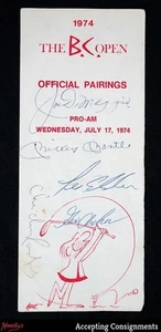 Joe DiMaggio, Mickey Mantle 1974 Pro Am Multi Signed Pairings Flyer AUTO JSA LOA - Picture 1 of 4