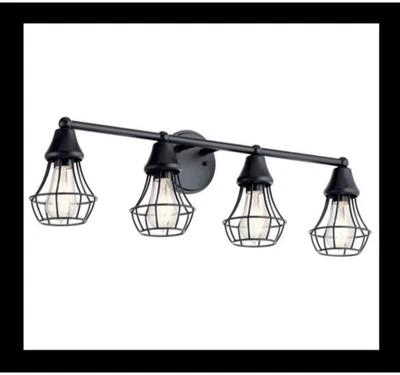 Penteadeira de banheiro Kichler 06106049 Bayley 4 luzes acabamento bronze antigo 30,5” rústico - Imagem 1 de 4