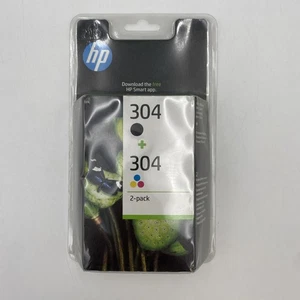 HP 304 2 Pack Tri-colour Black Original Ink Cartridge 3JB05AE K12 - Picture 1 of 9