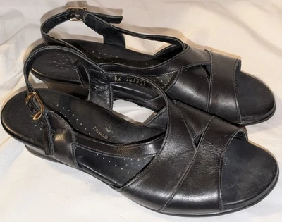 SAS Caress Sandals Black 8 M Shoes Slingback Tripad Comfort Leather Open Toe - Image 1 of 4