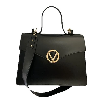 Mario Valentino Melanie 皮革包,黑色带金色正品 — 第 1/4 张图片