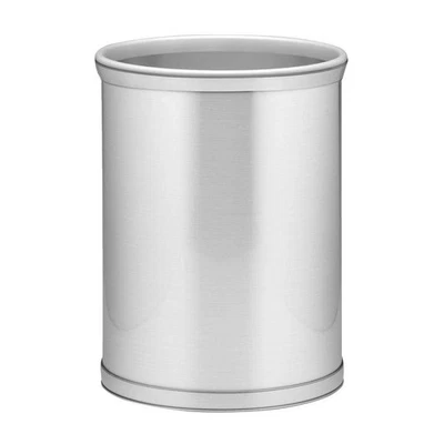 Waste Basket in Brushed Chrome with Grey Bumper, MADE IN U.S.A. Foto 1 de 3