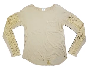 Sundance Small Cotton Modal Long Sleeve Detailed Waffle Knit Sleeve Back Boho - Picture 1 of 8