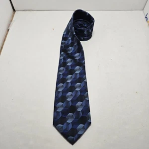 Corbata para hombre Van Heusen corbata seda azul real, azul, negro, gris geométrica - Imagen 1 de 9