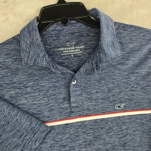 Vineyard Vines Performance Polo Shirt Mens Small Blue Red White Stripe - Picture 1 of 8