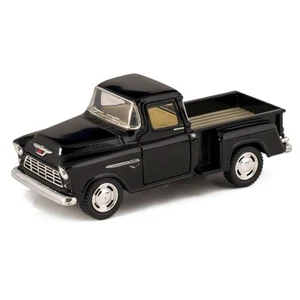 Black 1955 Chevy Stepside Pick-Up Die Cast Collectible Toy Truck by Kinsmart - Picture 1 of 2