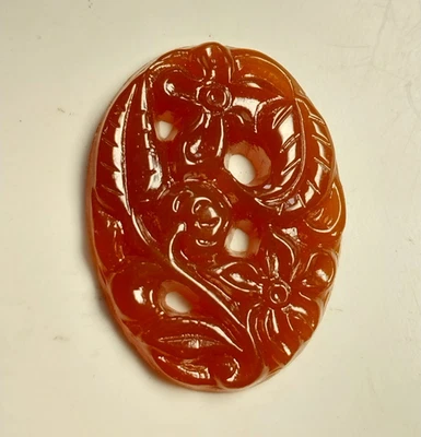 24 cabujones ovalados vintage de vidrio perforado prensado cornalina 22x30 mm florales asiáticos Foto 1 de 4