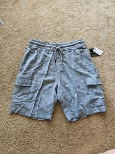Pantalones Cortos Carga Saks Fifth Avenue Para Hombre Mezcla de Lino - Azul Marino - Talla Pequeña - NUEVO - Imagen 1 de 4