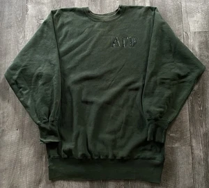 Vintage Champion Reverse Weave Sweatshirt Fraternity Green Distressed USA 90s - Picture 1 of 9