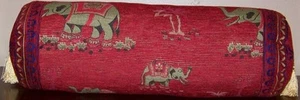 20"x7" Cylinder Turkish Cotton Blend Elephant Design Pillow Cover - Picture 1 of 21