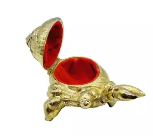 GRANCHIO EREMITA in metallo tono oro foderato in velluto rosso con patina indossato - Foto 1 di 23