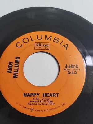 Andy Williams – Happy Heart/ Our Last Goodbye - 1969-Jazz- EX - Image 1 of 2