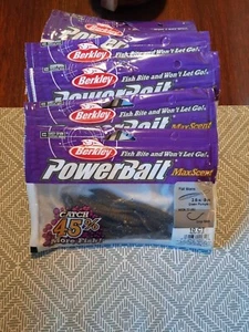 6 packs Berkley powerbait maxscent flat worm 3.6" Green Pumpkin color PBMSFW-GP - Picture 1 of 2