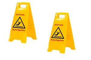 2x Warnschild Achtung Rutschgefahr Warnaufsteller für Gebäudereinigung, Cafe ect - Bild 1 von 2
