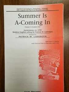 **LOT OF 15** SUMMER IS-COMING IN por Liebergen -Carl Fischer -SAB Choral Octavo - Imagen 1 de 4