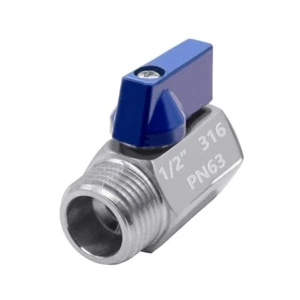 1/2" Mini Ball Valve 316 Stainless Steel Female x Male NPT Thread Shut-Off Va... - Picture 1 of 5