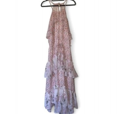 New York & Company Tiered Floral Maxi Dress Ruffle Size Medium Tall Women’s  - Image 1 of 4