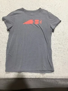 Under Armour Classic Tee Shirt Womens XL Gray Orange Graphic Short Sleeve Crew - Picture 1 of 7