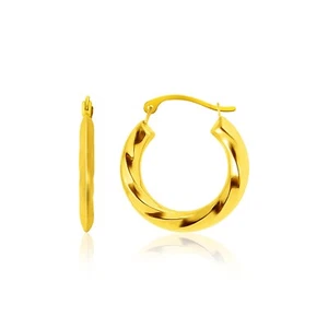 Pendientes de aro de textura ondulada de oro amarillo de 14k - Imagen 1 de 1