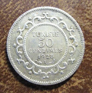 TÚNEZ - 0,50 CÉNTIMOS 1928 - EXCELENTE PLATA - EXTREMADAMENTE RARO - Imagen 1 de 2