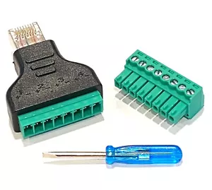 Terminale conduttore spina RJ45 8 pin per progetti fai da te 8 pin stile euro morsettiera - Foto 1 di 7
