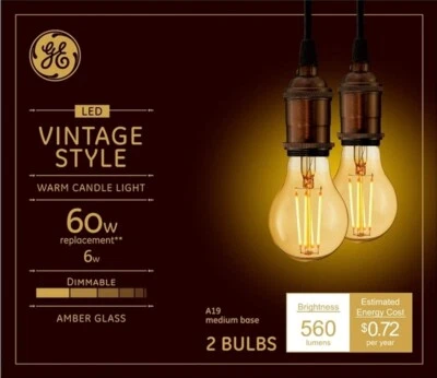 GE Lighting 42162 6W 560 Lumens Warm White Vintage Style Filament LED Light Bulb - Image 1 of 4