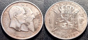 Belgio - Leopoldo II - 1 Franco 1880 Argento 50° Anniversario Del Belgio! - Foto 1 di 1