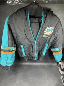 Miami Dolphins Reversible Jacket Coat Youth Kids Vintage Hooded Zip Up READ - Picture 1 of 24