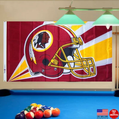 Новый 3 x 5 человек пещера флаги REDSKINS шлем флаг США баннер Вашингтон футбольная команда - Изображение 1 из 4