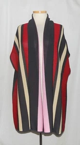 Misook Damen gestreifter gerippter Strick vorne offen Fledermaus Flügelärmel langer Cardigan 1X - Bild 1 von 6
