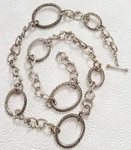 Michael Dawkins Sterling Silver Necklace Starry Night Oval Link Signed 24" - Picture 1 of 3