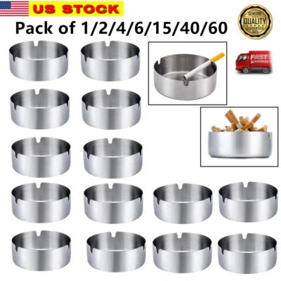 Lote de 1-60 de Cenicero de Cigarrillos de Acero Inoxidable Porta Ceniceros para Hogar, Hotel, Etc Foto 1 de 4