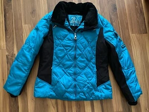 Zero Xposur Puffer Jacket Women’s Sz Large No Hood Teal Ski Coat Down Feathers - Picture 1 of 5