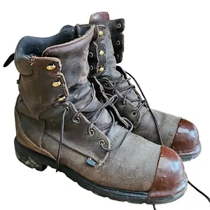 RED WING Mens Steel Toe Leather Work Boots Size 9 Brown Lace Up ASTM F2413-18 EH - Picture 1 of 11