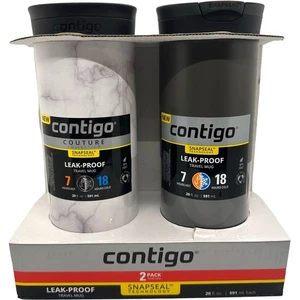 Contigo Couture Collection Black Travel Coffee Mug Hot or Cold Pack Of 2 20 Oz - Picture 1 of 5