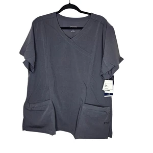 Jockey Mock Wrap 2306 Charocal Dark Grey NEW Womens Scrub Uniform Top sz 2X - Picture 1 of 6