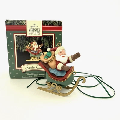 Hallmark 1992 Ornamento de Papá Noel #5 en la colección de Papá Noel y sus renos Foto 1 de 4