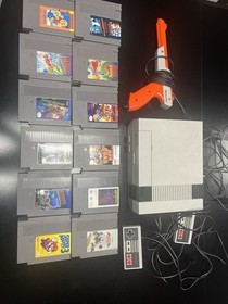 Nintendo NES Console Lot with Controllers, Zapper Light Gun & 12 Game Cartridges